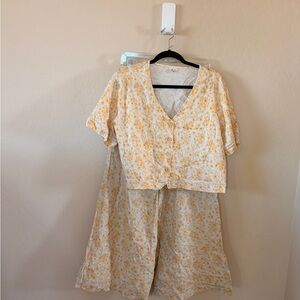 Floral Wide Leg Jumpsuit in Cream and Yellow